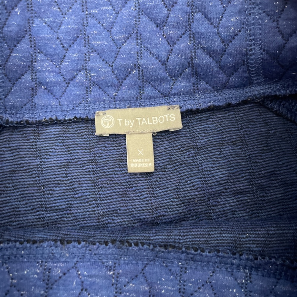 T By Talbots Blue Shimmer Quilted Side Zip Pullover Size 1X - Picture 5 of 8